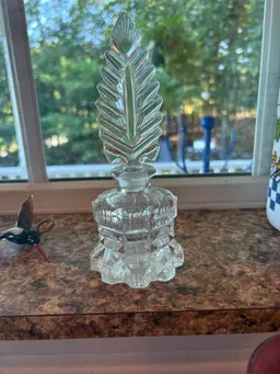 Vintage Clear Pressed Glass Perfume Bottle With Stopper