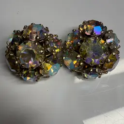 Vogue AB Crystal Cluster Clip On Earrings 1”