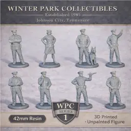 42mm Police Figures Set Model Railroad Officers Resin 8pc Set 3D Prints