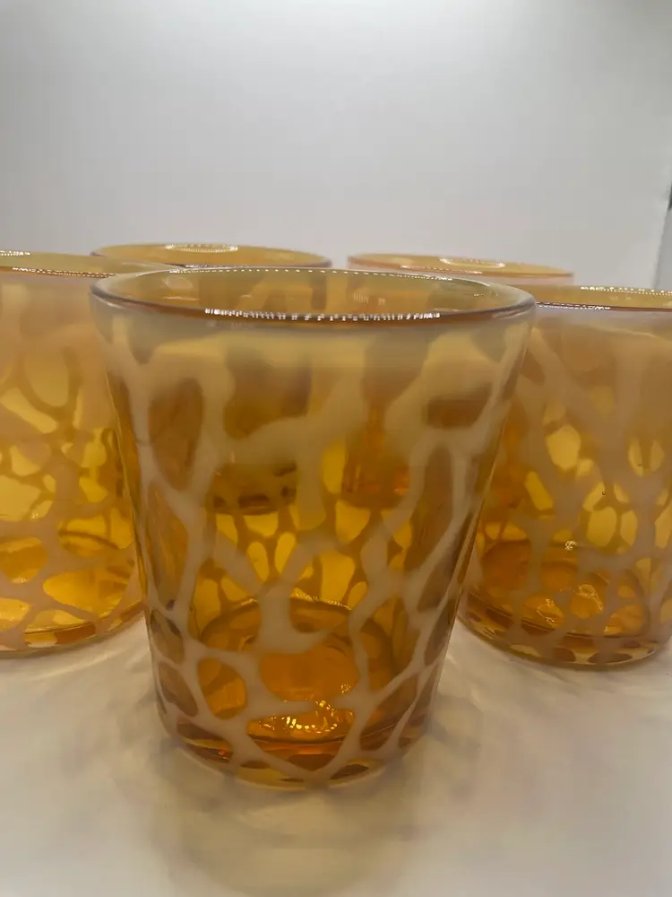Hand Blown Giraffe Print Glass Tumblers