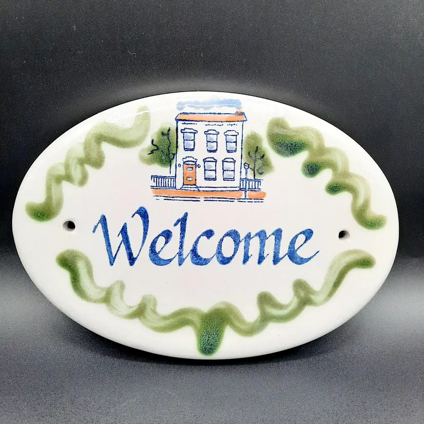 Louisville Stoneware Pottery Oval Welcome Home House Sign Plaque