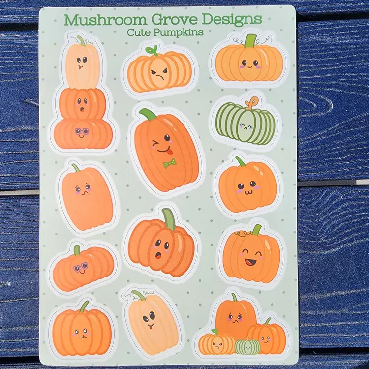Cute Pumpkins 5x7" Vinyl Sticker Sheet - Made by Me