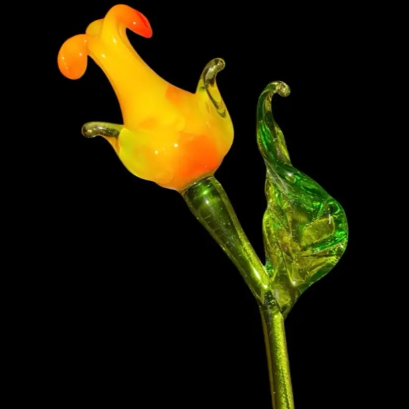 #12- Just In From Ukraine Large Hand Blown Glass Flower As Shown