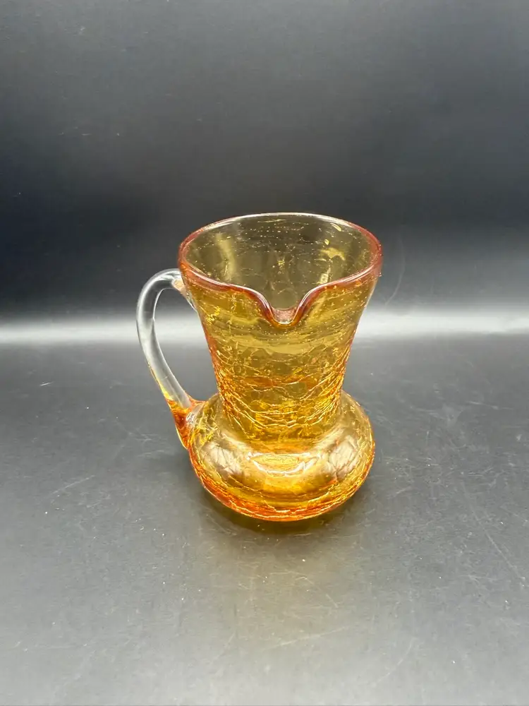 Pilgrim Glass Amber Crackle Glass Pitcher