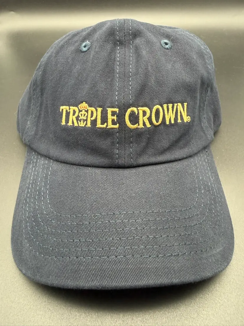 Triple Crown Hat Cap Horse Feed Logo Navy Blue Strap Back