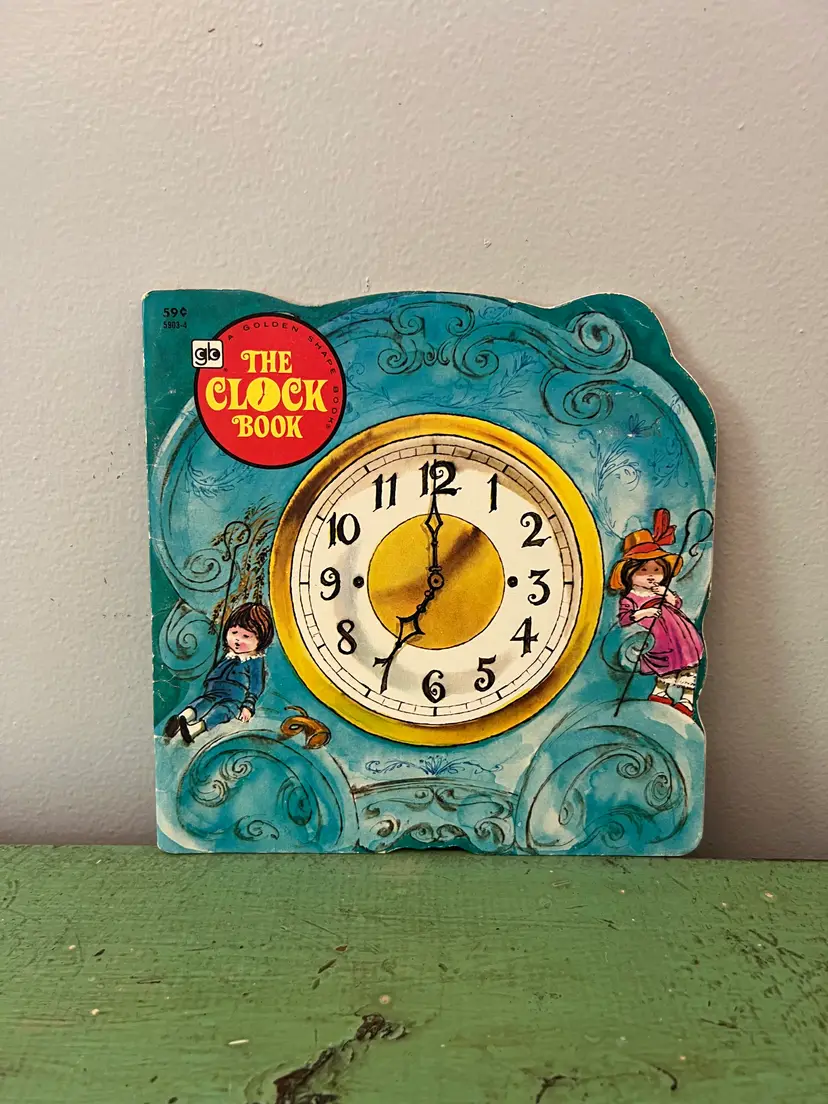 1978 The Clock Book by Donna Kelly. Vintage Golden Shape Book. Classic Children's Story Telling Time Learning Book