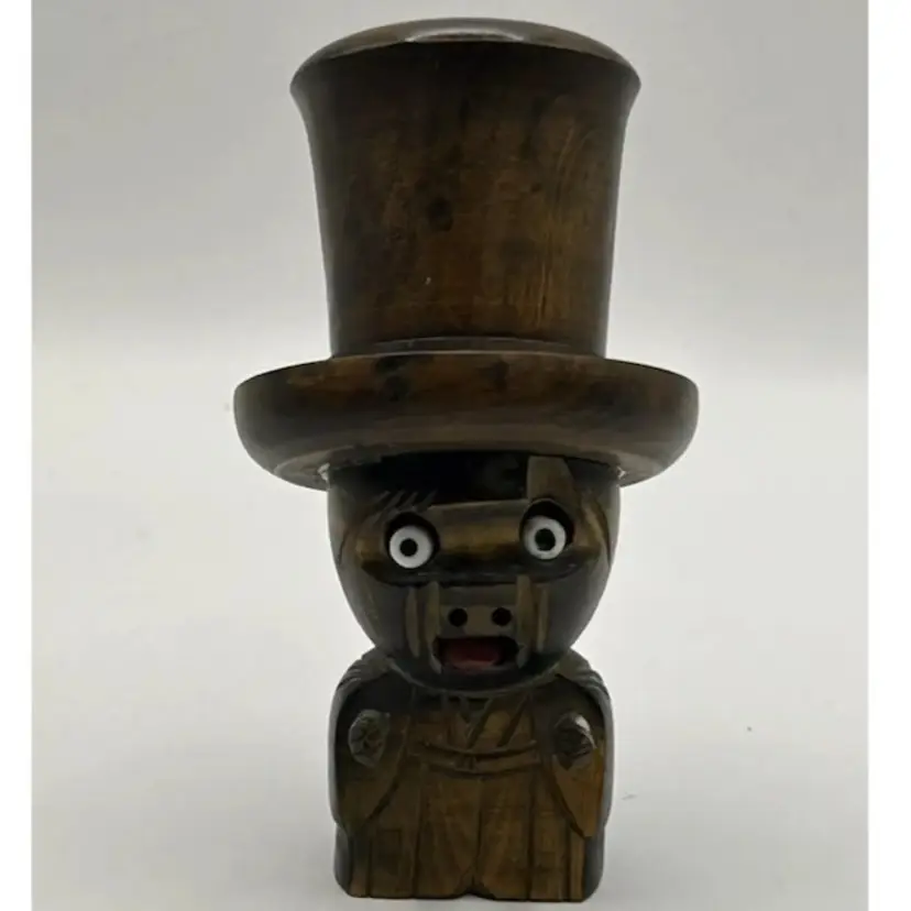 Vintage Antique Japanese Kobe Ningyo Doll Dice Game Black Shaker Japan Old