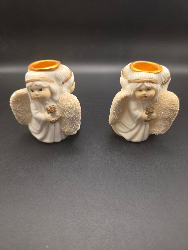 Chubby Angel Candle Holders As Is