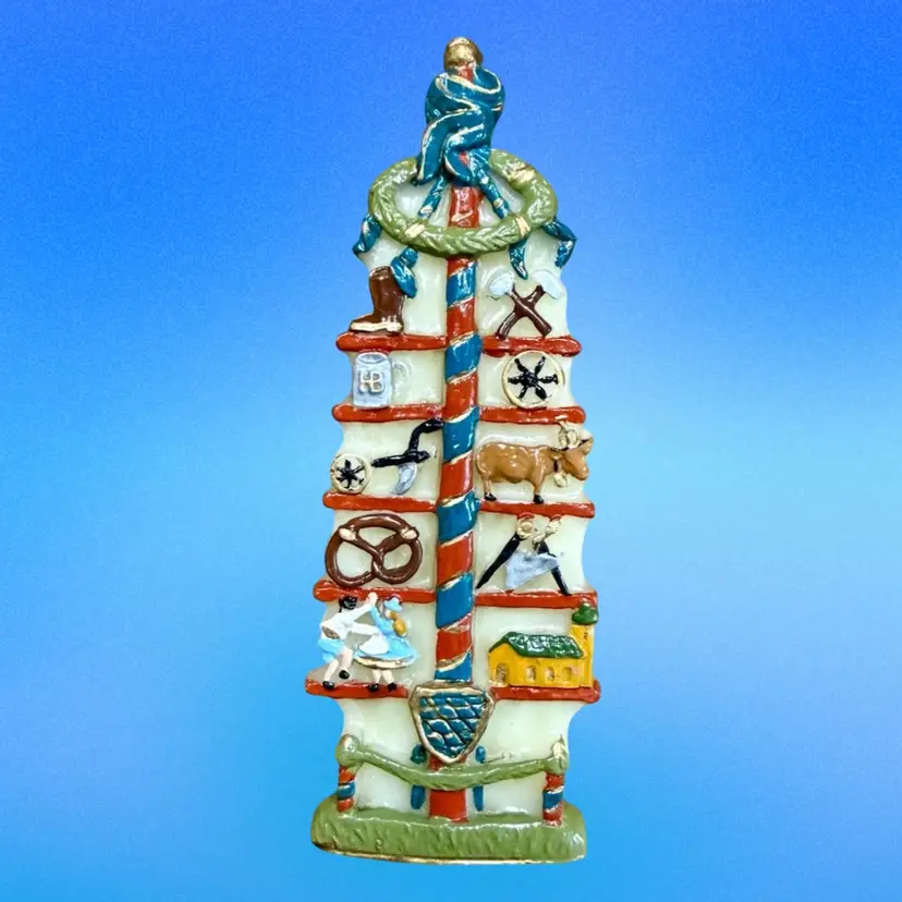 Vintage Wax Ornament Cast From Antique German Mold | Maypole Tree c1750