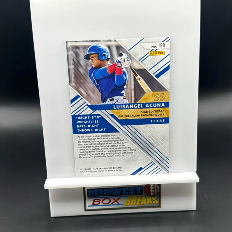 Luisangel Acuna Auto 2019 Elite Extra Edition Texas Rangers MBBCRD