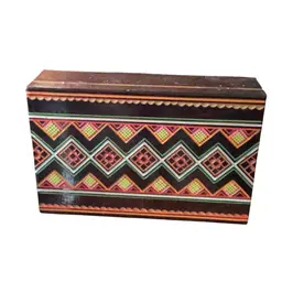 Ukrainian Folk Art Carved And Hand Painted Wooden Trinket/Jewelry Box Hinged