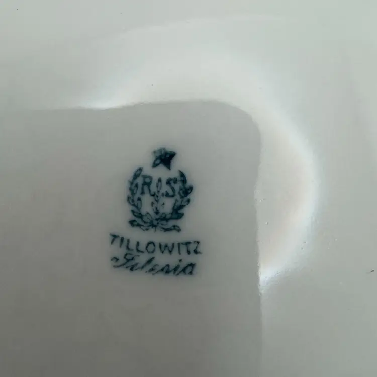 Vintage Tillowitz R S Prussia Silesia Serving Plate With Handles And Hand Painted Lilies 9.75”