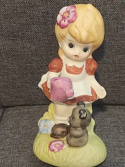 Vintage Girl and Puppy Ceramic Figurine