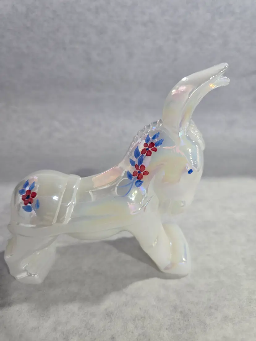 Vintage Fenton Hand Painted Iridescent Donkey