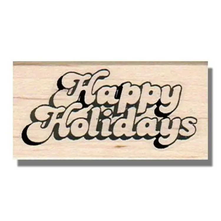 Happy Holidays Christmas Rubber Stamp