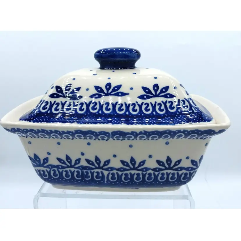 Vintage Retired, Boleslawcu,  Polish Pottery Covered Sauce Dish, Scarce!