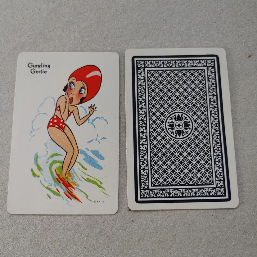 1 single swap card. Old Maid by Whitman. 1940-1950. Gurgling Gertie.