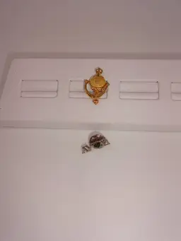 2 Vintage Avon Calling Brooches Gold Silver Tone Scarf Pins Heart Door Knocker