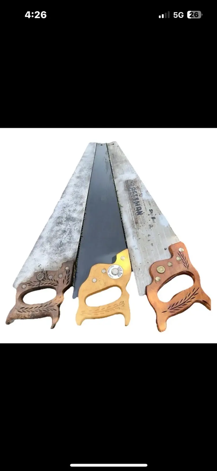 Lot Of 3 Disston, Craftsman Sears, Great Neck Pro All With 26" Blades 10 Point