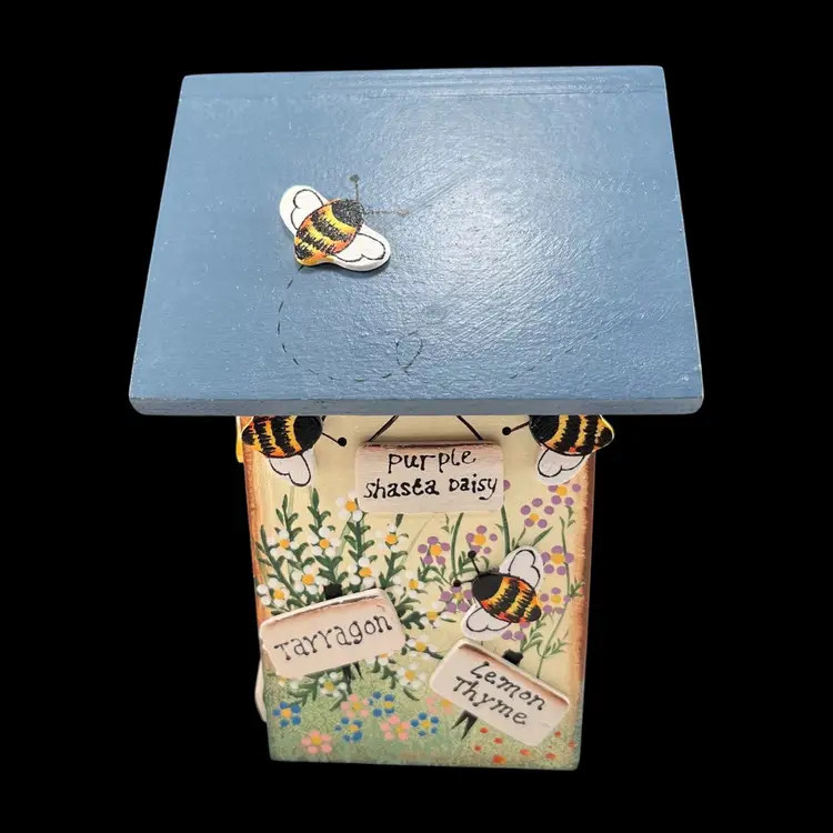 Wooden Painted Bee House Decor, Wooden Hand Painted Insect House Decor, Painted Wood Bug House, Cute Garden Style Decor, Cottage Decor