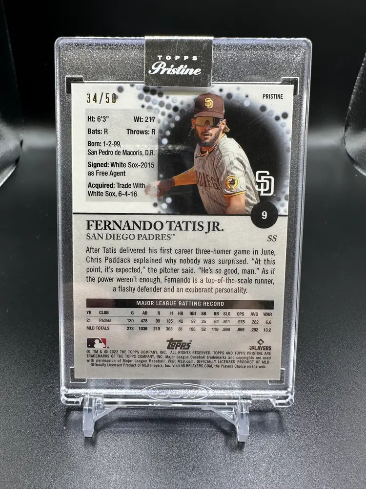 FERNANDO TATIS JR. /50 2022 Topps Pristine ENCASED Gold Color Match! Padres