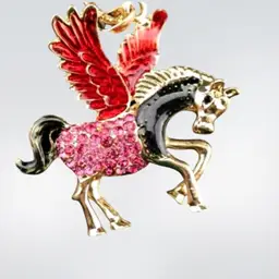 Betsey Johnson Winged Horse Pegasus
Hot Pink Crystal & Colorful Enamel
3D Gold Pendant Charm
& a 27" Gold Rope Chain Necklace