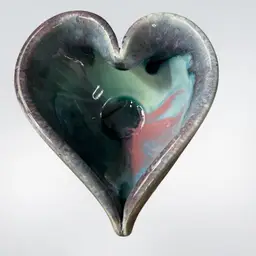 #01 Pottery Bowl Heart Shaped Signed by Artist Lisa Howe