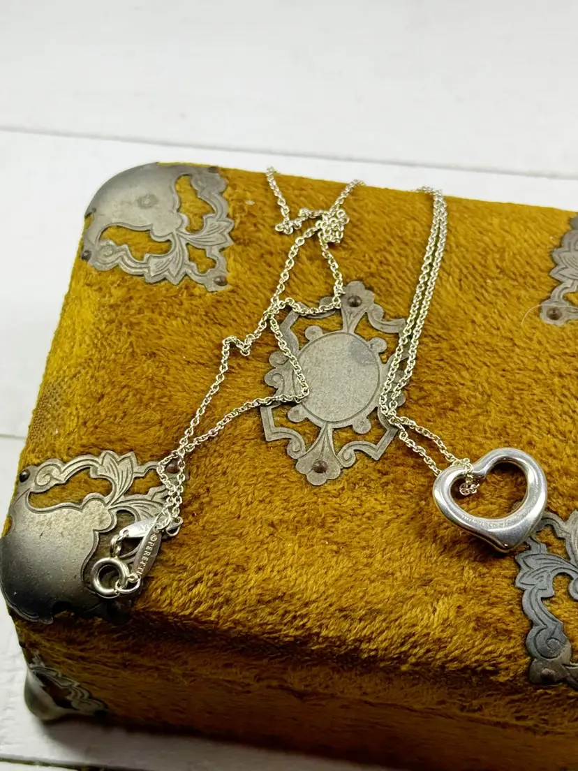 Tiffany & Co Elsa Peretti Sterling Silver Open Heart Necklace