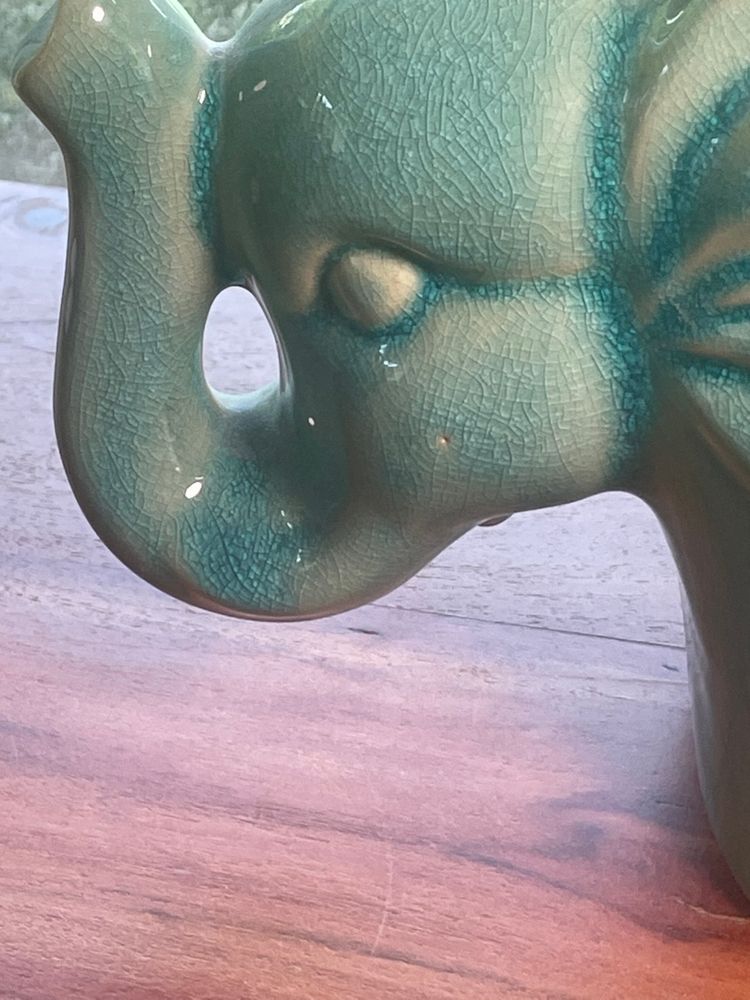 Vintage Chinese Ceramic Figurine – Baby Buddha on Elephant, Feng Shui Symbol
