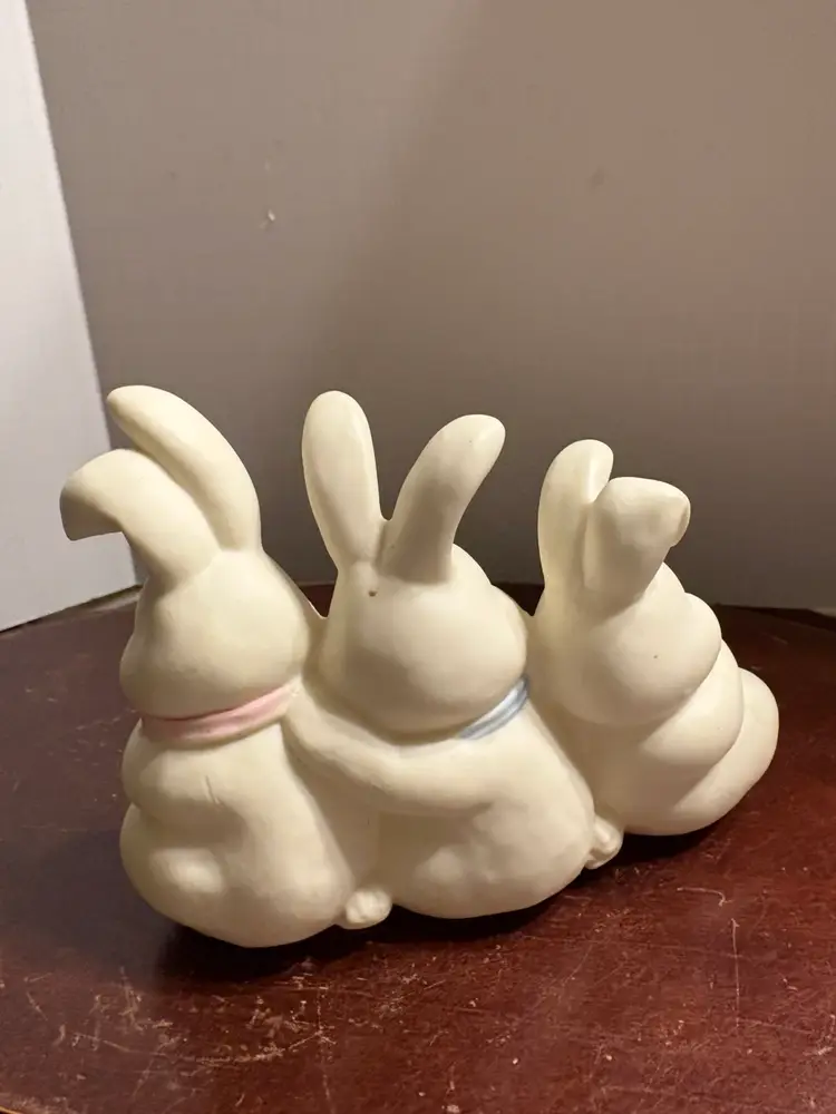 White Bunny Trio Figurine