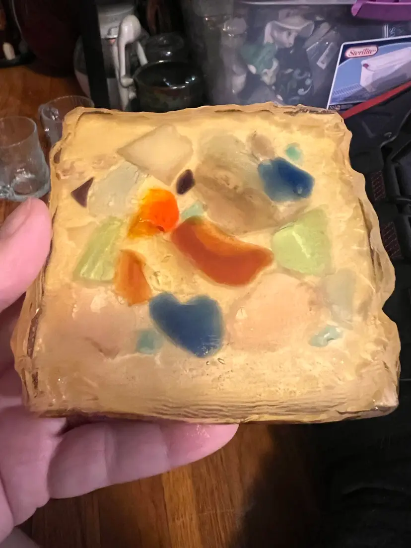 Acrylic/ Lucite Coasters Set Of 3 With Sea Glass 4 X 4 Inches