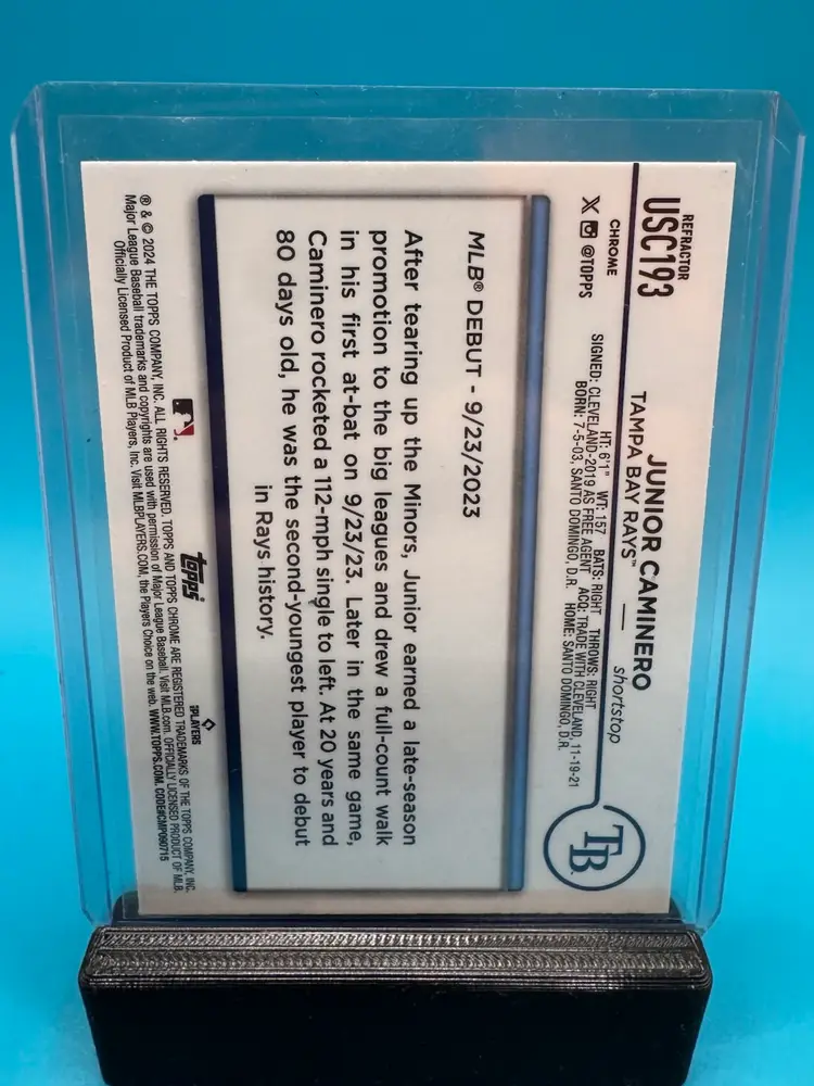 Junior Caminero Topps Chrome Update Rookie Debut Refractor RC Tampa Bay Rays