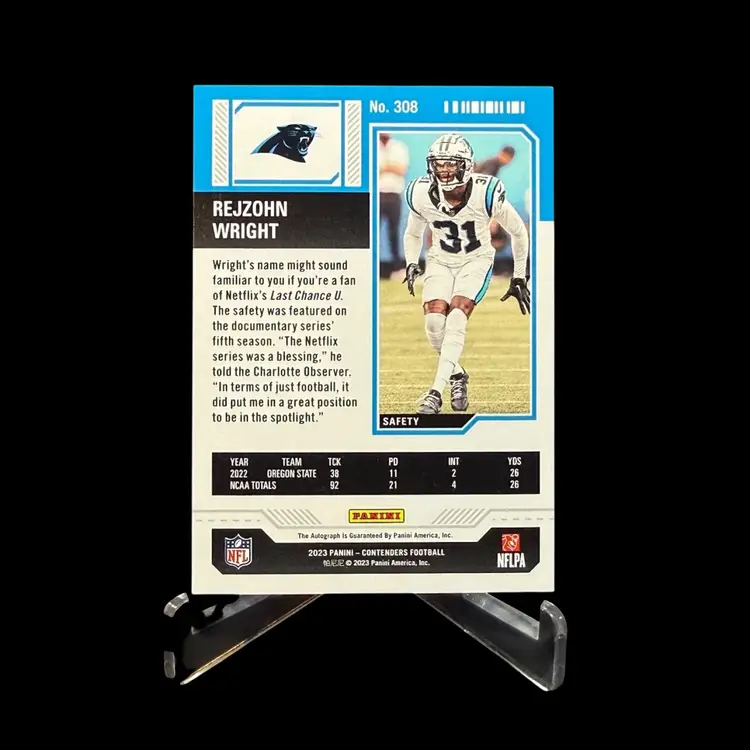 REJZOHN WRIGHT 2023 CONTENDERS CONFERENCE TICKET ROOKIE AUTO /75 AUTO CAROLINA PANTHERS