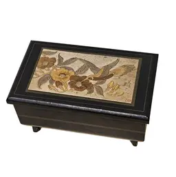 Vintage Music Jewelry Box Art of Chokin 1984 Hummingbird Black WORKS 5607 Japan