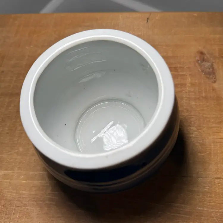 Hand-Painted Cobalt Blue and White Striped Planter