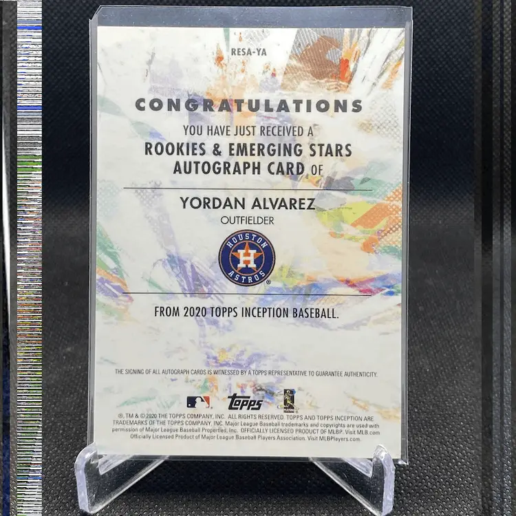 2020 Topps inception Yordan Alvarez Auto Orange /50 RC