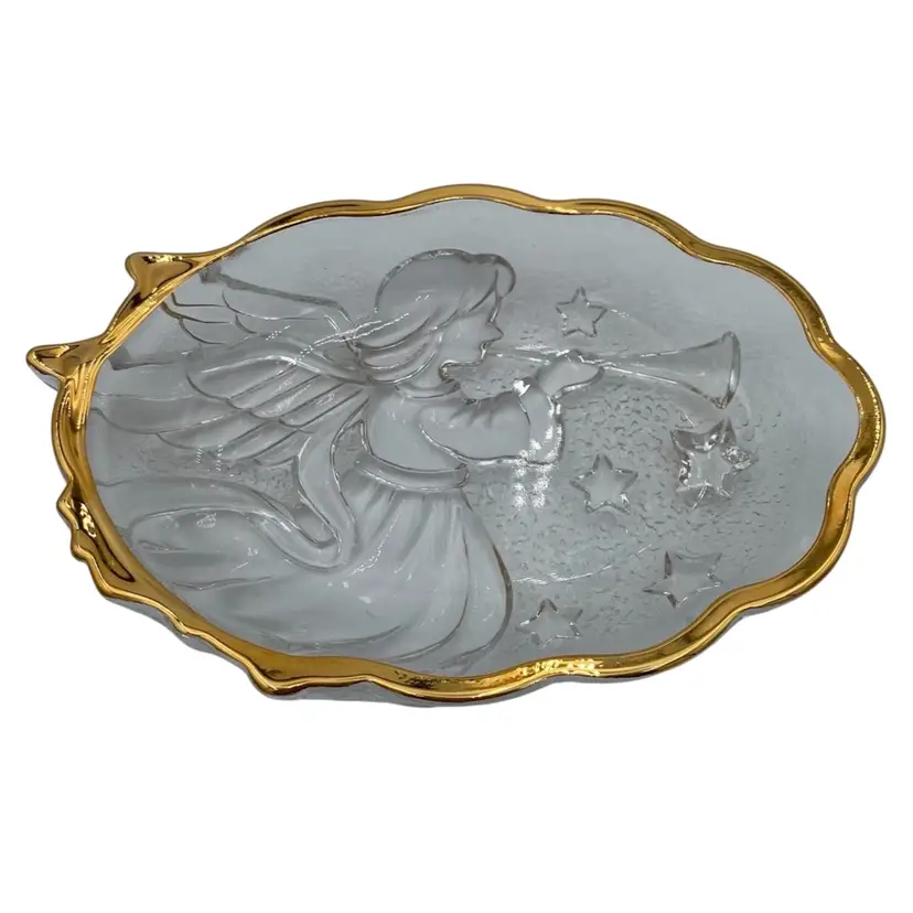 Mikasa "Angel Song Gold" Embossed Sweets/Candy Dish, Gold Rim, w/Box, Japan