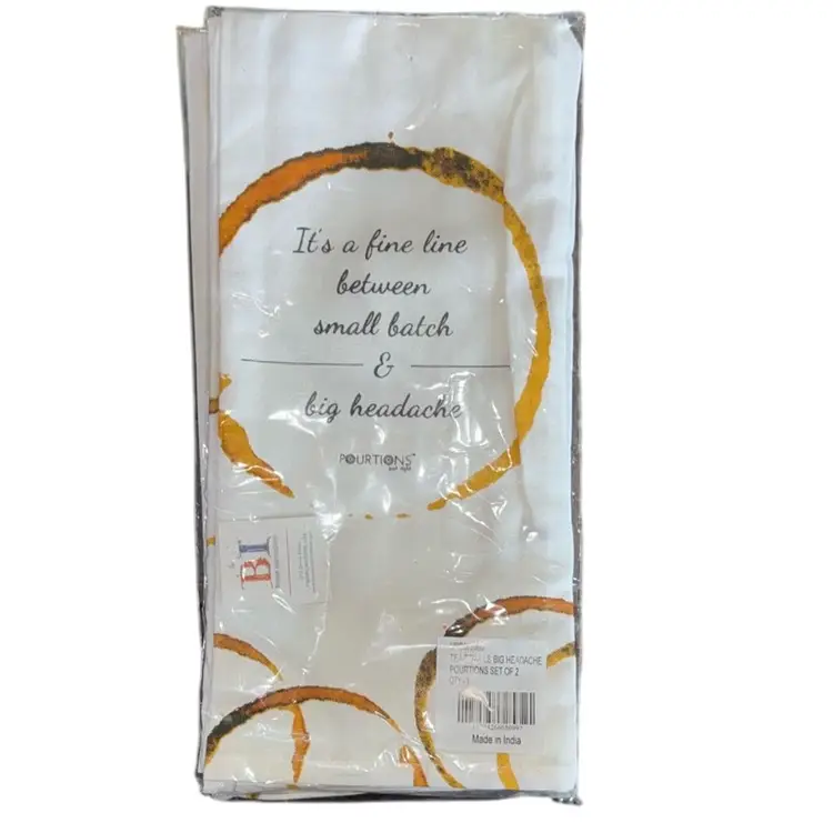 Pourtions “Big Headache” Cotton Kitchen Dishcloth Tea Towels Set Of 2 New
