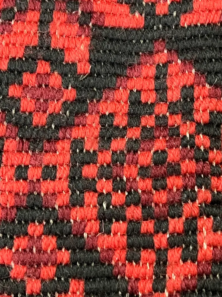 Vintage Mid Century Orange Brown Cream Needlepoint