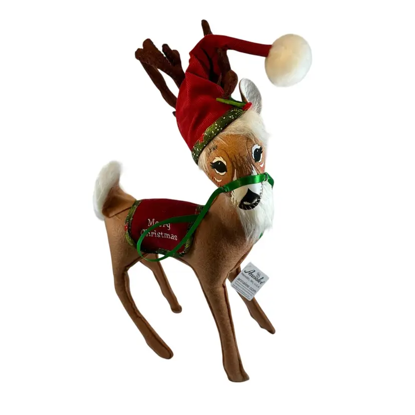 Annalee Christmas  Reindeer  12” Santa Hat Holiday New