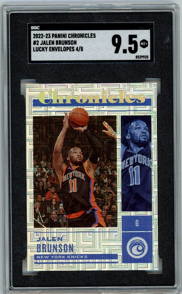 2022-23 Panini Chronicles JALEN BRUNSON /8 Lucky Envelopes SSP #2 KNICKS SGC 9.5 MT+