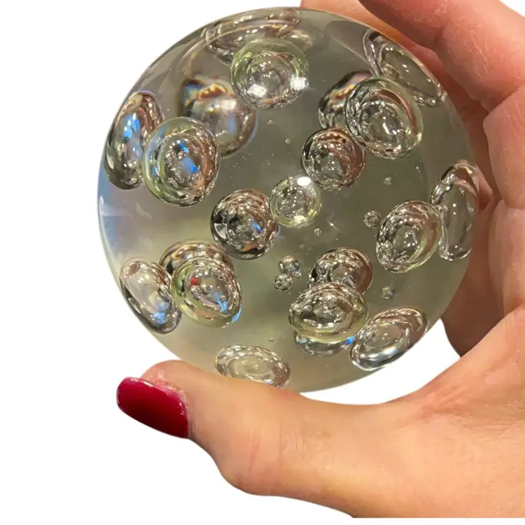 Clear Paperweight With Many Large Controlled Bubbles