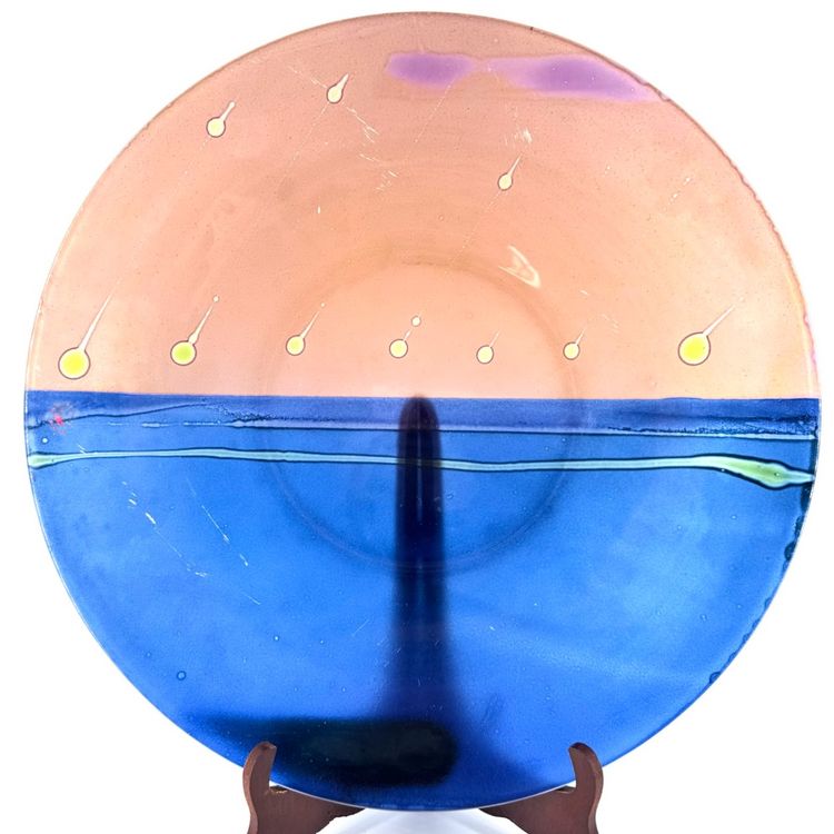 Signed Purple Pink Art Glass Bowl