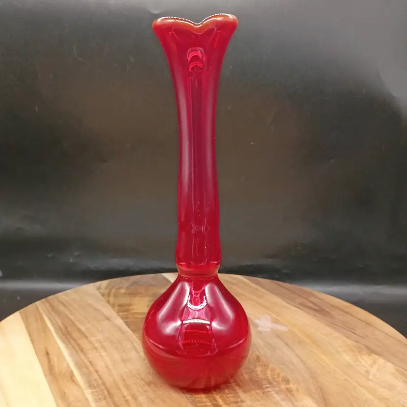Vintage Viking Art Glass Vase Swung Ruby Red Test Tube #7276.