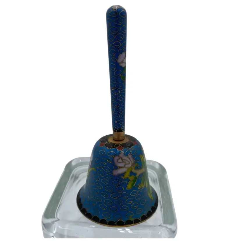 Vintage Cloisonne Blue Bell; Peony, Calla Lily & Daisy Design, Brass & Enamel