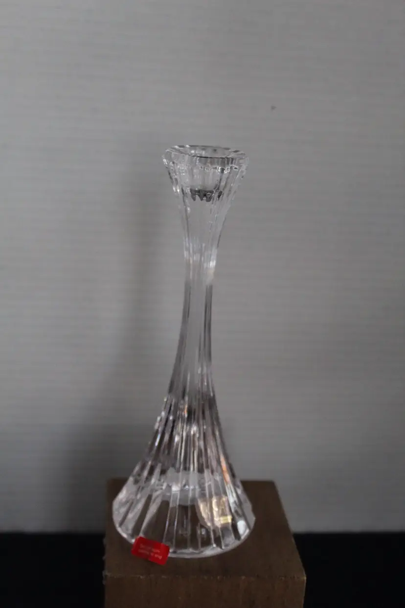 Vintage Mikasa Park Lane Crystal Ribbed 8" Tall Candlestick Holder
