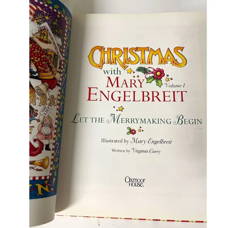 'Let The Merrymaking Begin. Christmas with Mary Engelbreit' Vol 1 Festive Holidays Decor Illustration Hardcover Book 2001