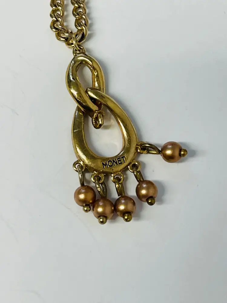 Monet Gold Oval Drop with Rhinestones