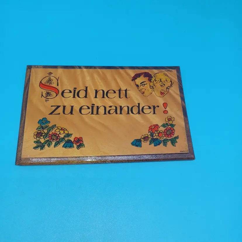 European Souvenir Vintage 1970s Tourist Wooden Artwork Austrian "Be Nice ...
