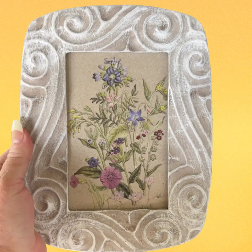Wood Frame Floral Print